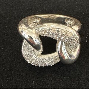 Silver Interlocking Knot Ring with Sparkling Stones